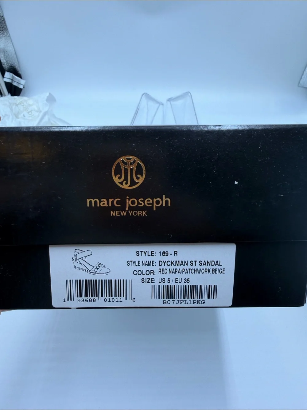 Marc Joseph Dyckman Street Sandals Wedge in Red and Beige Size 5